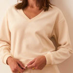 Marine layer NWOT- Velour Corduroy V-Neck Sweatshirt- Size M Photo 0