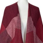 Woolrich Cozy Blanket Scarf Wrap Open Front Fringe Burgundy Pink Women One Size Photo 6