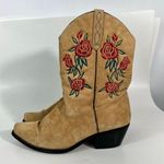 Vintage American West Trading Co. Brown Suede Rose Embroidered Cowgirl Boots 8 Photo 4