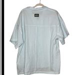 Daily Drills Seersucker Striped Cotton Top Short Sleeve Blue White Size M/L Photo 4