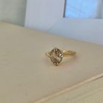 18KHG Avon Smokey Solitaire Oval Gold Ring Minimal Elegant Classic Femme Neutral Jewelry Photo 4