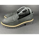 Toms  Women's Cara Black Leather Lug Loafers Size 10 Photo 3