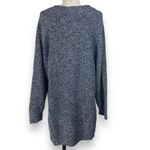 EXPRESS oversized V-neck sweater, Black white marled knit hi low hem slit sides Photo 4