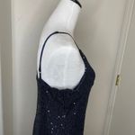 Marina Women's Spaghetti Strap Sequin Dress Navy Blue Mini Sz 14 Size M Photo 2