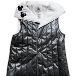 Disney Parks Faux Leather Minnie Embroidered Vest LOVE Sequins Black Grey XS Photo 0