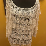 Boston Proper  Off White Tiered Crotchet Blouse XS/S  Photo 0