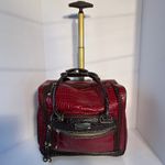 Samantha Brown Red Croc Embossed Rolling Carry On Travel Luggage Bag Photo 7