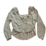 Celebrity Pink Green XXL Peplum Long Sleeve Tie Front Elastic Waist Blouse Top Photo 1