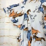 Modcloth Horse Print Dress 2X White Neck Tie Flutter Sleeve Downhome Darling NWT Photo 2