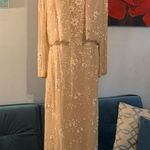 Montage Collection Mon Cheri Maxi Dress & Vest Beige Embroidered Beaded Size 16 Photo 0