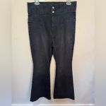 We The Free  Jayde Flare Jeans Black Stretch Denim Hi Rise Pintuck Size‎ 32S Photo 2