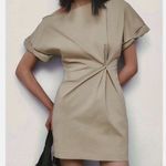 ZARA NWT ruched khaki olive mini dress Photo 0