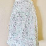 Elle White Gray Pink Purple & Blue Textured Tweed Skirt. Photo 0