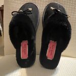 Kate Spade Black Slippers with Faux Fur and Bow Photo 1