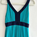 Miss Sixty  Teal and Navy Blue Silk Gown Maxi Floral Dress, Size 4 Photo 1