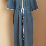 Vanity Fair Vintage Blue Butterfly Zip Pockets Housecoat Robe Photo 0