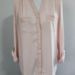 Elle  Peach Whip Lace Trim Button Down Size  Medium Photo 1