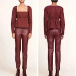 STAUD Peggy Top Plum Cotton Poplin Peplum Blouse Size Medium NWT Red Photo 13