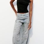 ZARA TRF HIGH WAIST Metal RING TRIM JEANS Size 4 NEW Photo 5