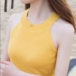Sexy Women Knitted Tank Tops Vest Sequined‎ U Neck Long Crop Tops Solid Yellow Size XS Photo 5