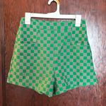 Glam  High Waisted Green Checkered Shorts Photo 0