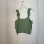 Aerie NWT  green smocked top with ruffle detail XL 55% cotton Photo 5