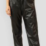 EUC Christina Karin Giselle Faux Leather Jogger Pants Black Medium Retail $288 Photo 0