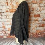 Velvet by Graham & Spencer Taj Blue Gray Striped Pom Pom Neck blouse shirt XS Photo 3