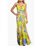 Maaji Selvatik Marea Knit Cover-Up Maxi Dress, Yellow/Blue Size Small 2/4, NWT Photo 3