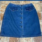 Eddie Bauer Retro Short Minim Blue Jean Denim Botton Down Front A-Line Skirt 6 Photo 1