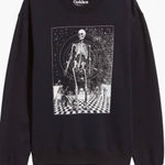 Skeleton Space Time Graphic Sweatshirt GOLDEN HOUR Size Small Black‎ Black Photo 0