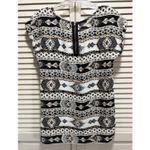 Hippie Rose  Aztec‎ Chiffon Zip Back Blouse Size Small Short Sleeve Blk/Tan Boho Photo 3