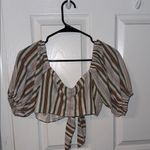 Boutique Striped Top & Short Set Brown Photo 2