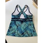 Lands End Womens Aqua Palm Tree Black Blue Green Tankini top Removable Cups Sz 6 Photo 4