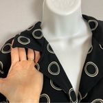 Betsey Johnson  Cropped Blouse Black Circle Pattern‎ Tie Front Rayon Size Medium Photo 4