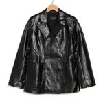 Lord and Taylor Truth By Republic Black Faux Leather Blazer Photo 2