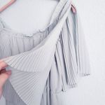 ZARA  Muted Seafoam Pleated Off The Shoulder Midi Dress Photo 9