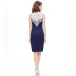AX Paris Crochet Neck Navy Body-con Dress Photo 5