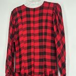 Vintage Phool Buffalo Plaid Maxi Shirt Dress Button Front Puff Sleeves Red Sz M Size M Photo 9