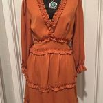Tiered, ruffles, keyhole style dress Orange Size L Photo 0