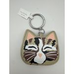 Vera Bradley Cat Bag Charm Faux Leather Keychain Coin Pouch Holiday Cats NWT Photo 0