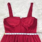 ASTR New  the Label Cherry Red Pleated Bustier Midi Dress Thigh Slit Size‎ Small Photo 9