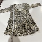 Clara Sun Wool Tan & Black Cheetah Print Faux Wrap Top Size XS Photo 7