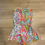 Lilly Pulitzer  Deanna Romper Belted Pink Orange Blue Seashell Size S Photo 3