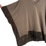 Ecru  Boxy Top Medium Oversized Brown with Suede Trim Lagonlook Photo 2