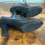 Mudd Y2K Shoes Witchy Oxford Pumps Lace Up Chunky Heels 9 Black Floppy Leather Photo 3