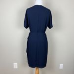 Aritzia Babaton Wallace Wrap Dress Womens Medium Navy Mini Crepe Preppy Dainty Photo 5