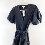 Derek Lam 10 Crosby Natalia Short Puff Sleeve Poplin Midi Dress Black Small Photo 6