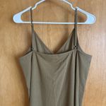 Jenni Kayne Riviera Slip Dress Womens Small Safari Green Raw Silk V-neck Maxi Photo 7