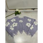 Just‎ Polly New York Lilac White Flower Cropped Distressed Sweater Photo 5